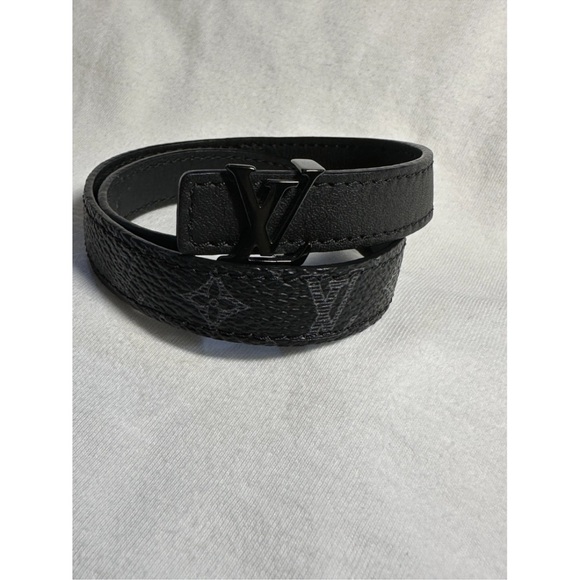 Louis Vuitton Slim Monogram Double Wrapped Bracelet + Signature LV Logo in Black - Picture 8 of 11